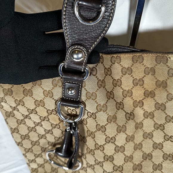 authentic Gucci beige/Brown GG canvas lcon Bit Tote Bag - Picture 5 of 13